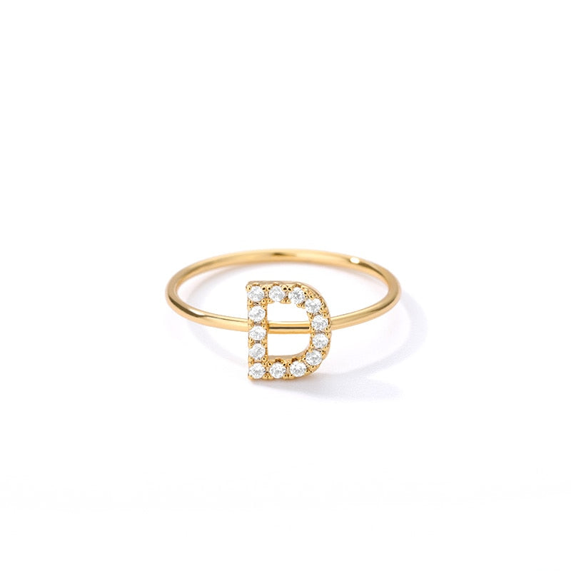 Crystal Initial Letter Ring