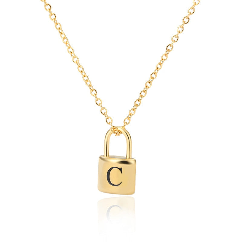 Initial Letter Padlock Necklace