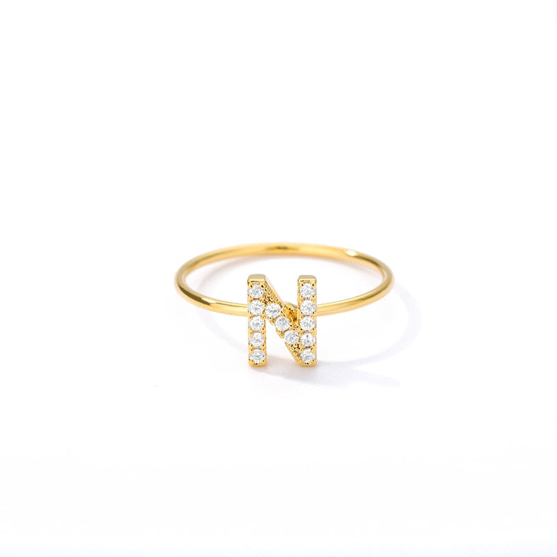 Crystal Initial Letter Ring