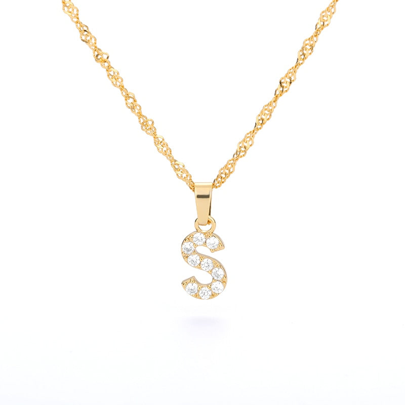 Crystal Initial Letter Necklace