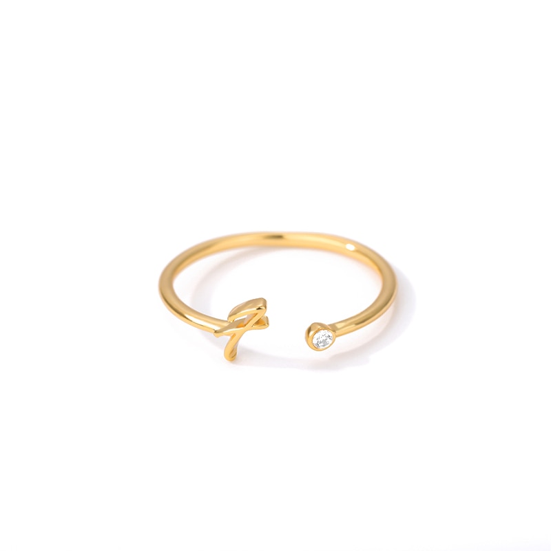 Dainty Initial Letter Ring