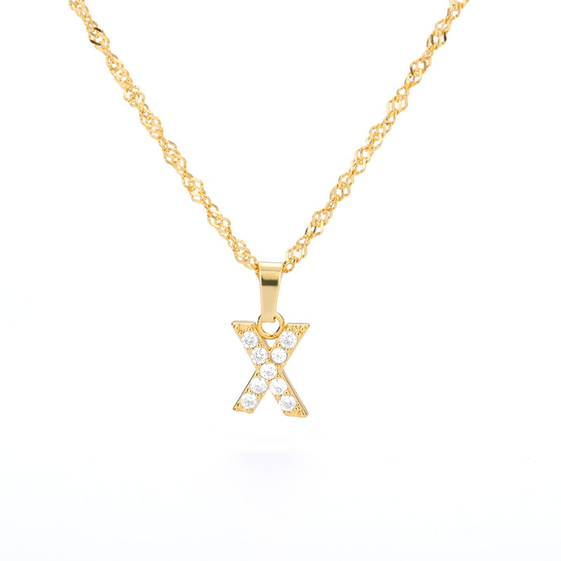 Crystal Initial Letter Necklace