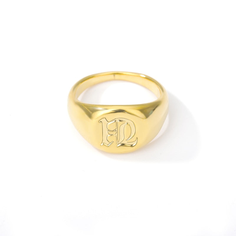 Old English Initial Letter Signet Rings