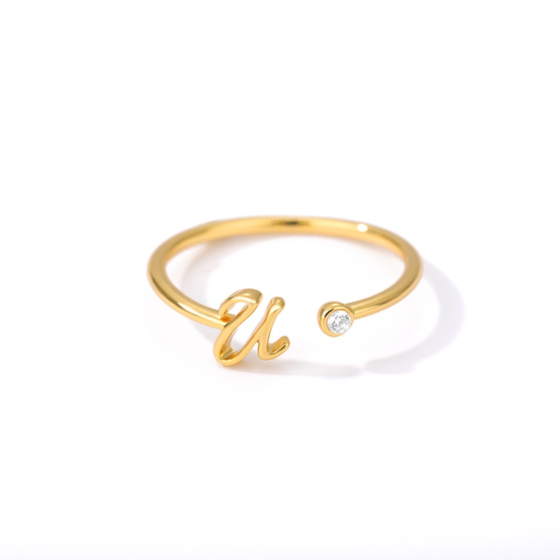 Dainty Initial Letter Ring