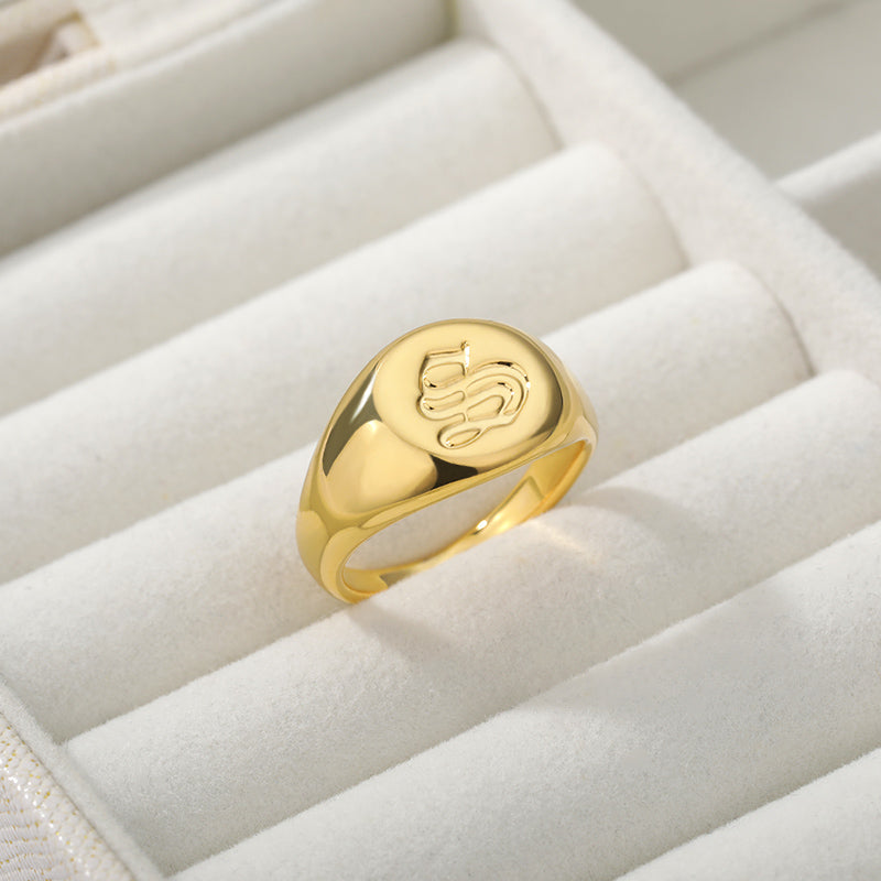 Old English Initial Letter Signet Rings