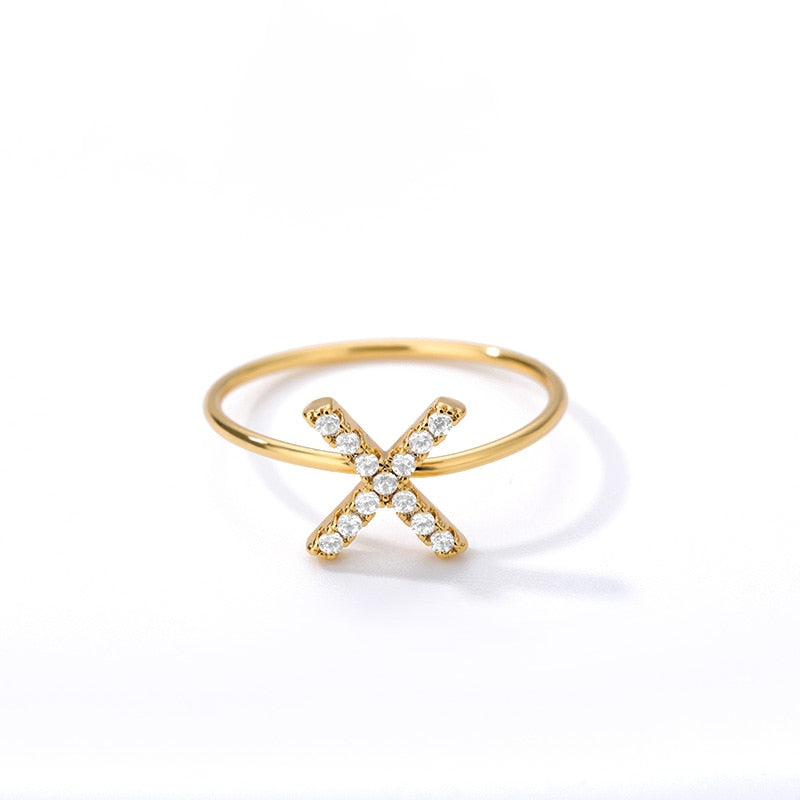 Crystal Initial Letter Ring