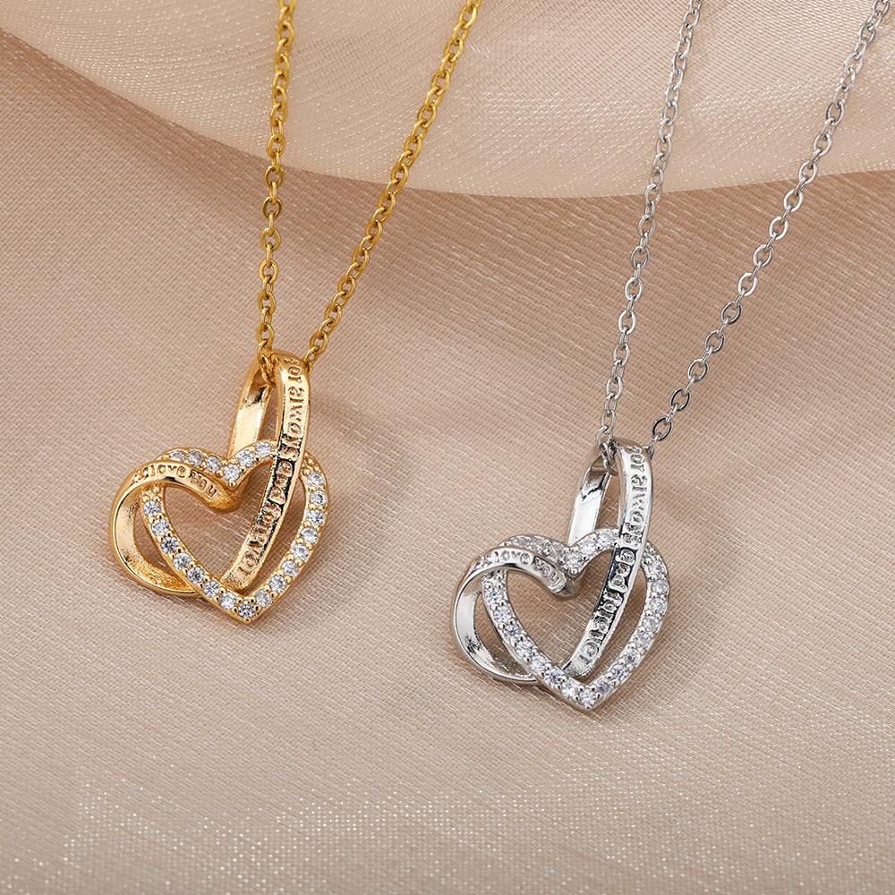 Double Heart Pendant Necklace