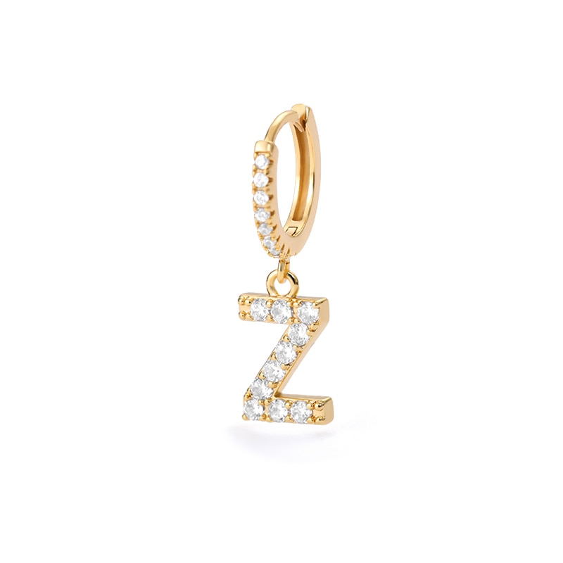 Crystal Initial Letter Huggie Earrings