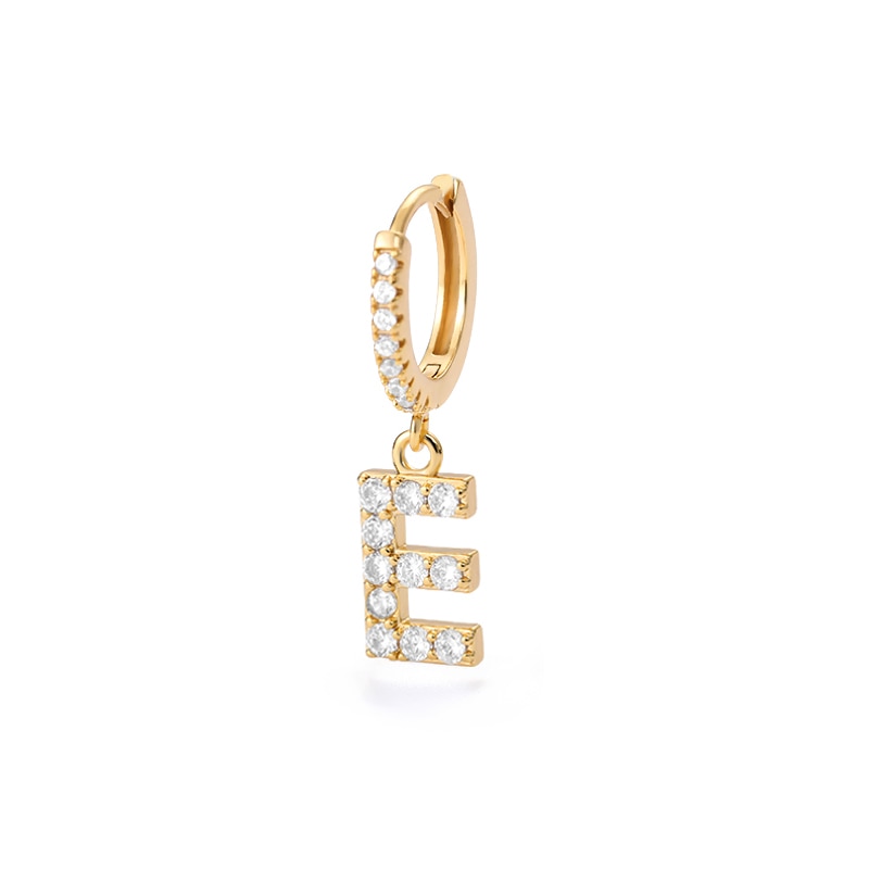 Crystal Initial Letter Huggie Earrings