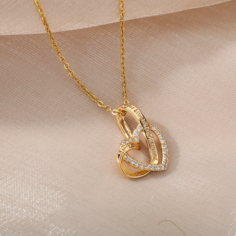 Double Heart Pendant Necklace