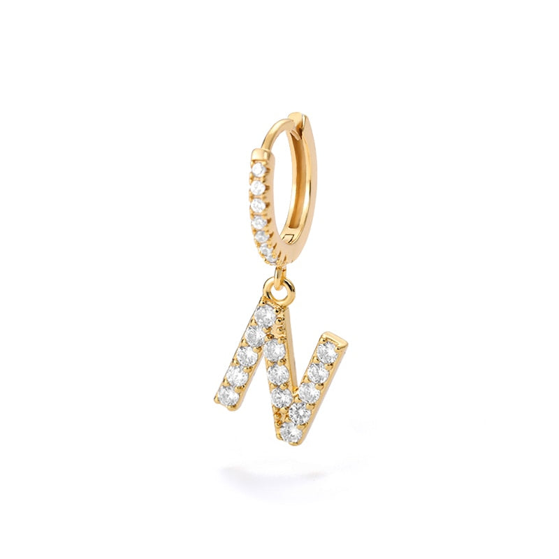 Crystal Initial Letter Huggie Earrings