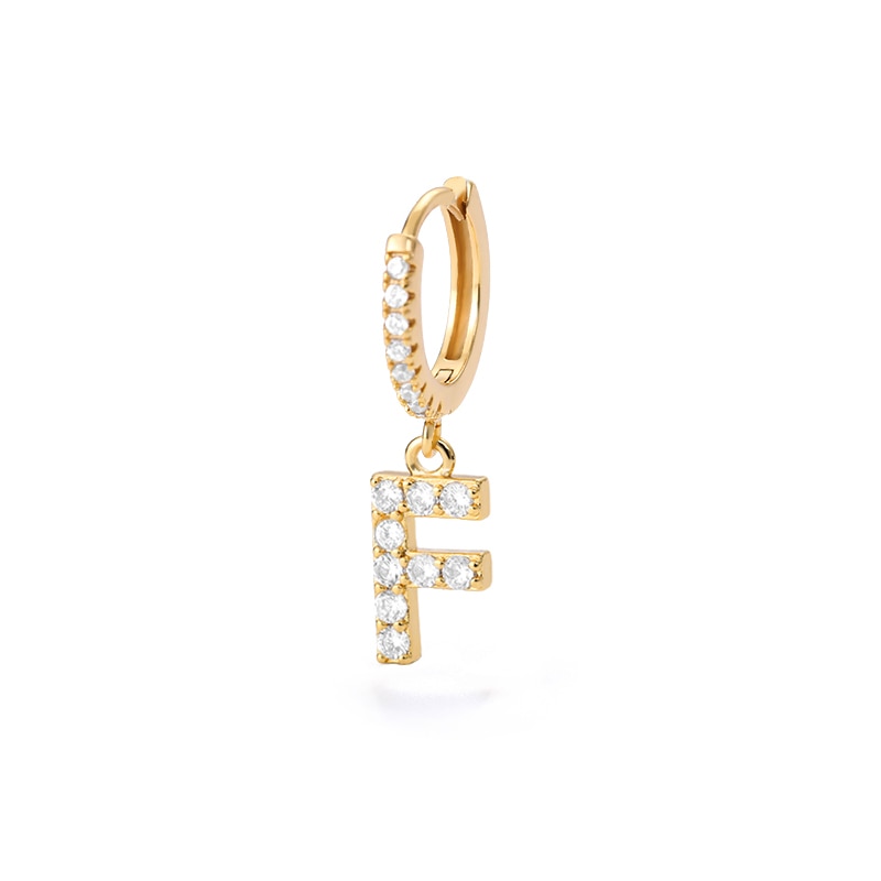 Crystal Initial Letter Huggie Earrings