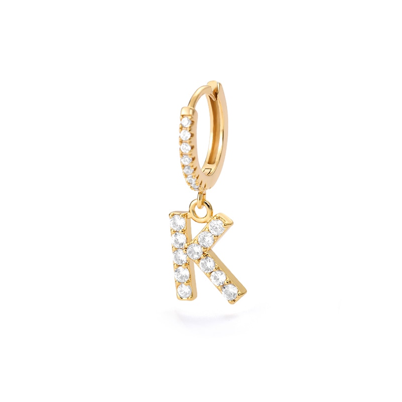 Crystal Initial Letter Huggie Earrings