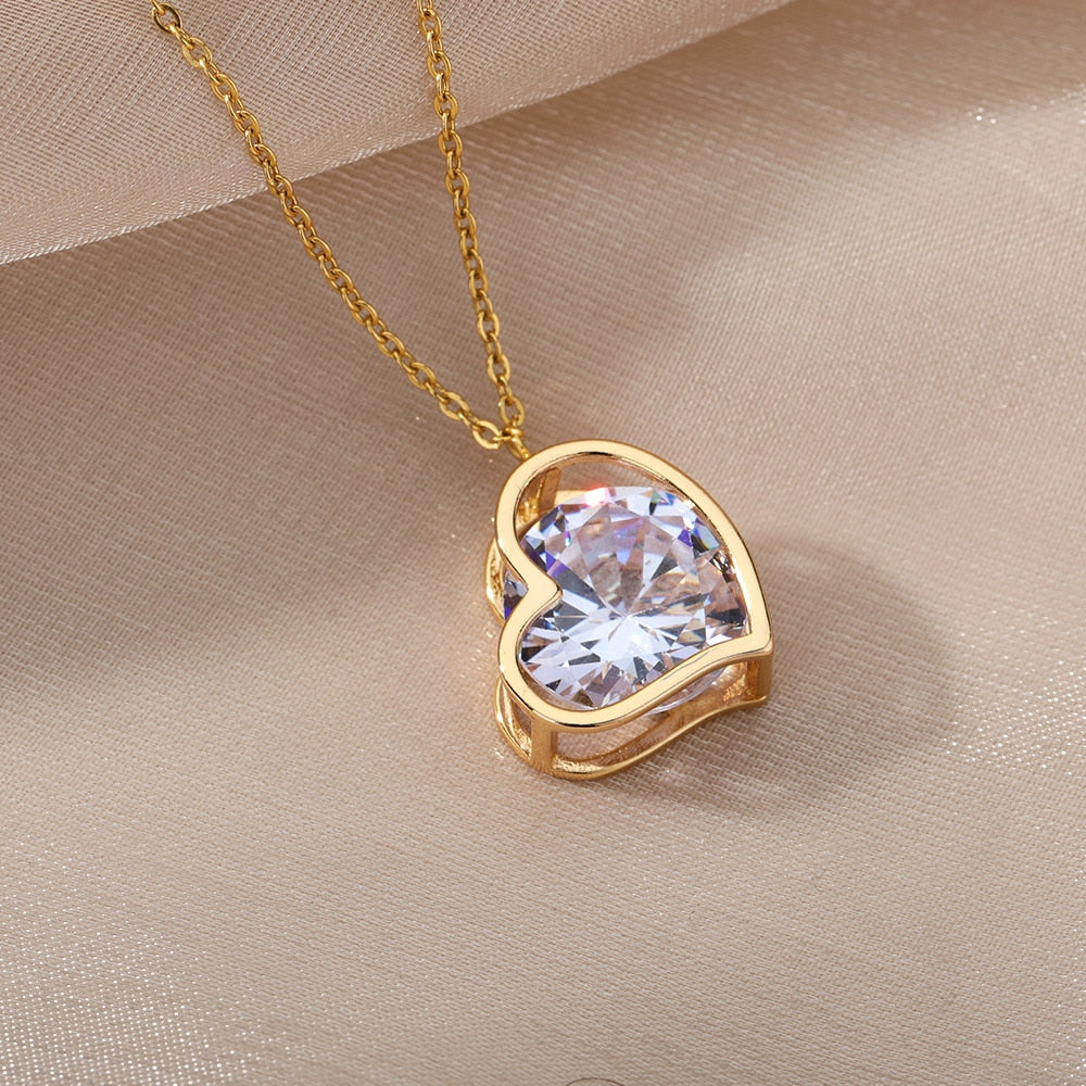 Floating Diamond Heart Pendant Necklace