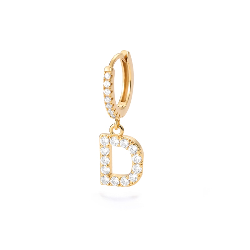 Crystal Initial Letter Huggie Earrings