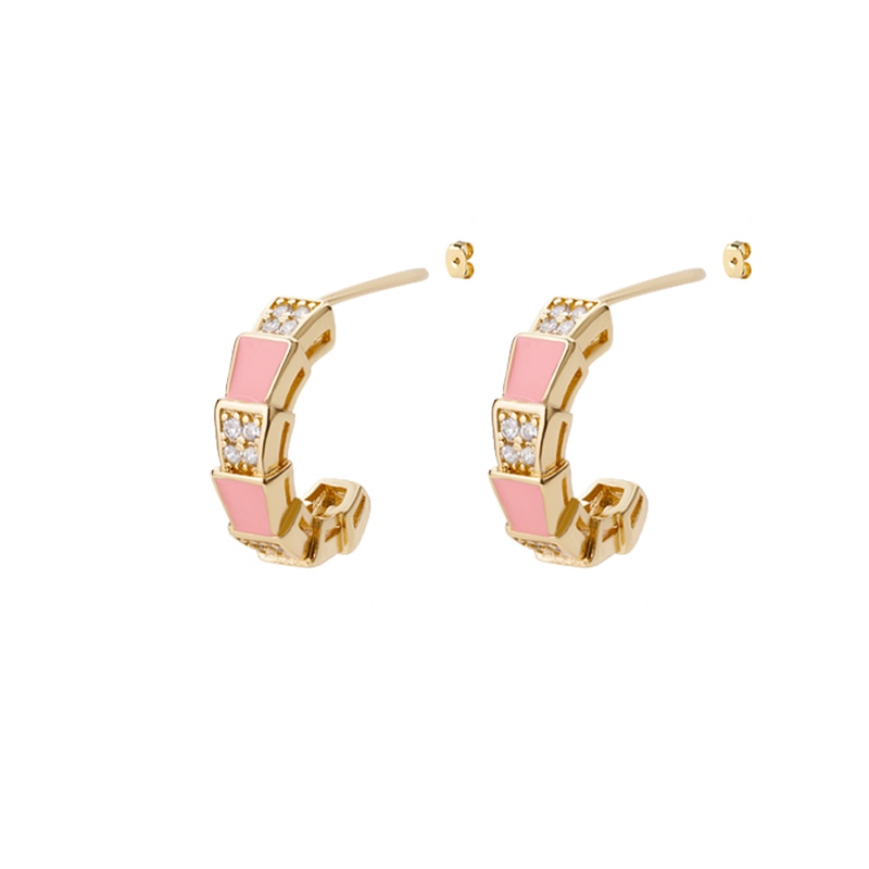 Enamel Half Hoop Earrings