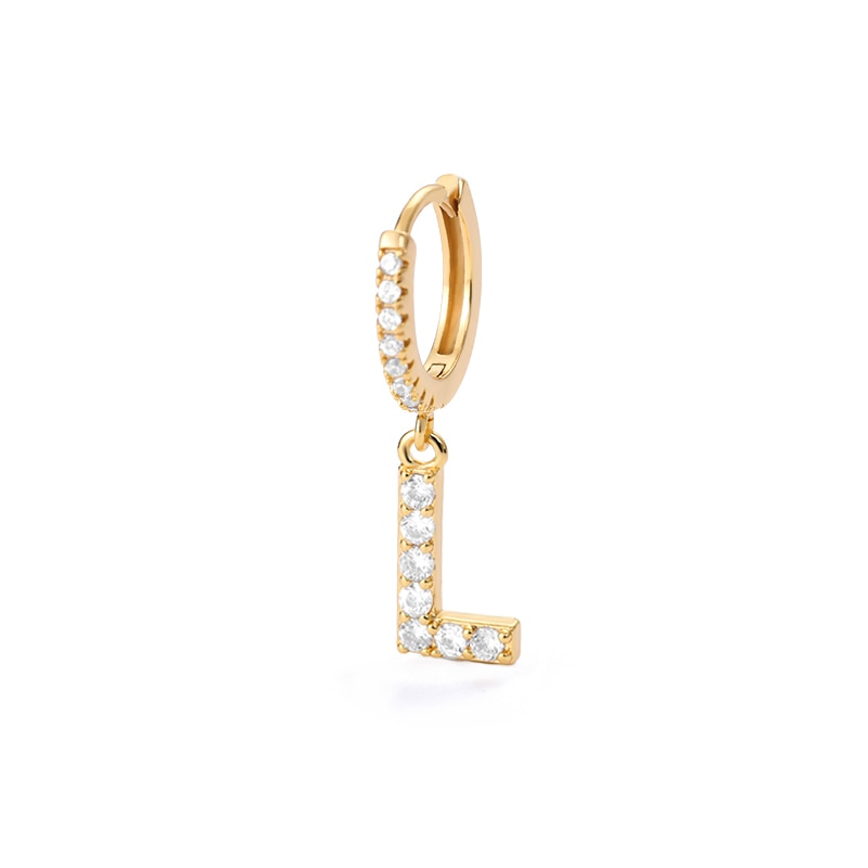 Crystal Initial Letter Huggie Earrings