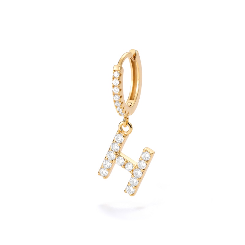 Crystal Initial Letter Huggie Earrings