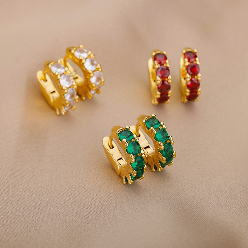 Gemstone Huggie Hoop Earrings