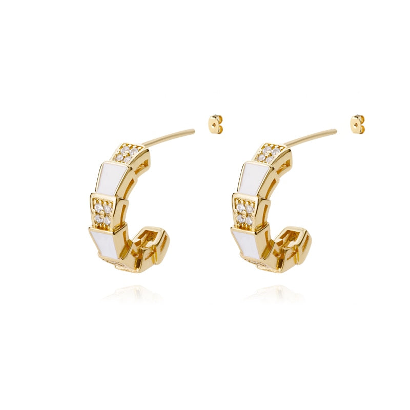 Enamel Half Hoop Earrings